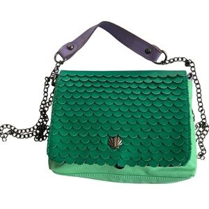 Disney Loungefly Bag The Little Mermaid Green Scales on Front Flap Green Chain